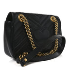 Calfskin Matelasse Mini GG Marmont Shoulder Bag Black