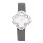 18K White Gold Satin Diamond Bezel Mother of Pearl 30mm Alhambra Quartz Watch