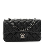 Lambskin Quilted Mini Rectangular Flap Black