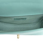 Lambskin Quilted Medium Boy Flap Green