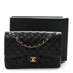 Caviar Quilted Jumbo Double Flap Black