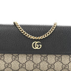 Dollar Calfskin GG Supreme Monogram Petite GG Marmont Wallet Chain Bag Black Beige Ebony