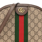 GG Supreme Monogram Textured Dollar Calfskin Web Small Ophidia Dome Shoulder Bag Beige Ebony New Acero