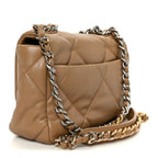 Lambskin Quilted Medium Chanel 19 Flap Dark Beige