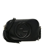 Pebbled Calfskin Small Soho Disco Bag Black