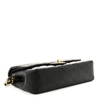 Lambskin Quilted Medium Double Flap Black