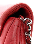 Lambskin Half Moon Wallet On Chain WOC Red