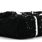 Sequin Ribbon Small Rectangular Flap Black White