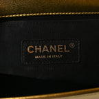 Metallic Patent Calfskin Quilted Medium Boy Flap Gold