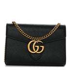 Calfskin GG Marmont Chain Wallet Black
