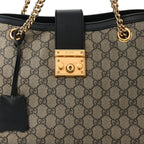 GG Supreme Monogram Medium Padlock Tote Black