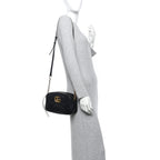 Calfskin Matelasse Small GG Marmont Chain Shoulder Bag Black