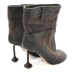 Waxed Suede Toy Ankle Boots 40 Brown