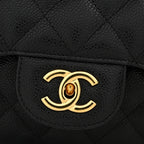 Caviar Quilted Jumbo Double Flap Black