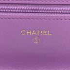 Lambskin Quilted Pick Me Up Wallet On Chain WOC Purple