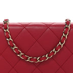 Lambskin Quilted Wallet On Chain WOC Dark Pink