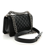Caviar Quilted Small Boy Flap Black
