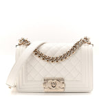 Caviar Quilted Small Boy Flap White