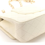 Caviar Quilted Medium Double Flap White