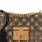 GG Supreme Monogram Bees Small Padlock Shoulder Bag Black