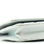 Iridescent Calfskin Quilted Wallet On Chain WOC Light Blue
