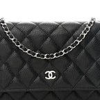 Caviar Quilted Wallet on Chain WOC Black