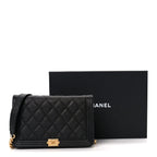 Caviar Quilted Boy Wallet On Chain WOC Black