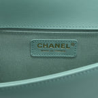 Lambskin Quilted Medium Boy Flap Green