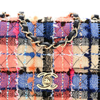 Tweed Quilted Mini Rectangular Flap Blue Orange Pink