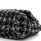 Tweed Quilted Maxi Chanel 19 Flap Black Silver Ecru
