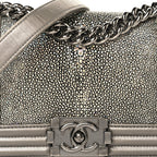 Galuchat Stingray Small Boy Flap Silver