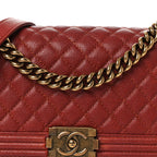 Caviar Quilted Medium Boy Flap Dark Red