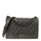 Calfskin Double Stitch New Medium Boy Flap Grey