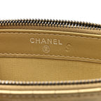 Metallic Calfskin Crocodile Embossed Small Gabrielle Clutch With Chain Gold