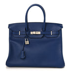 Taurillon Novillo Sea Surf Birkin 35 Bleu Saphir