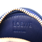 Calfskin Inflated Anagram Cookie Zip Coin Case Blue