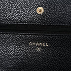 Caviar Quilted Wallet on Chain WOC Black