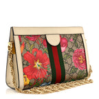 GG Supreme Monogram Flora Web Small Ophidia Chain Shoulder Bag White