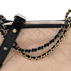 Aged Calfskin Quilted Small Gabrielle Hobo Beige Black