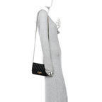 Lambskin Quilted Golden Class Wallet on Chain WOC Black