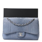 Snakeskin Jumbo Double Flap Light Blue