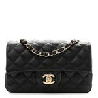 Lambskin Quilted Mini Rectangular Flap Black