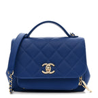 Caviar Quilted Small Business Affinity Flap Dark Blue