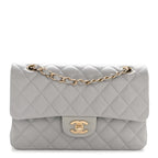 Caviar Quilted Small Double Flap Grey
