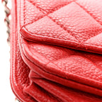 Caviar Quilted Wallet on Chain WOC Red