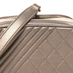 Metallic Lambskin Mini Coco Boy Camera Case Dark Gold