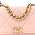 Lambskin Quilted Chanel 19 Wallet On Chain WOC Light Pink