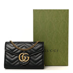 Calfskin Matelasse GG Marmont Chain Wallet Black