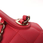 Caviar Quilted Small Business Affinity Flap Dark Pink