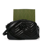 Calfskin Matelasse Monochrome Small GG Marmont Chain Shoulder Bag Black